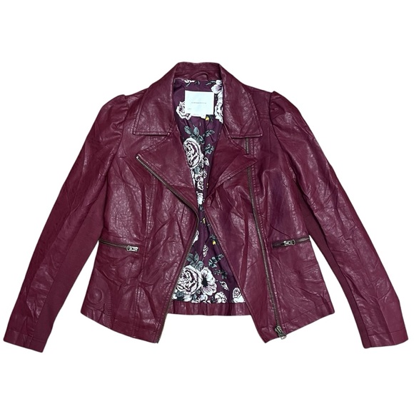 Anthropologie Petula Puffed Sleeve Moto Jacket Size Small - Picture 5 of 8